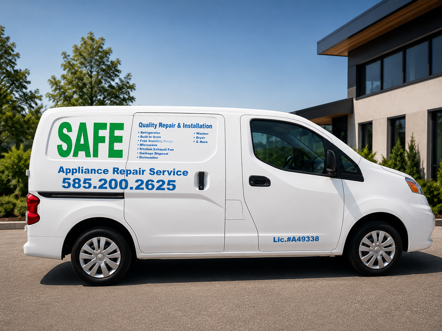 Safe Appliance Repair Service branded work van